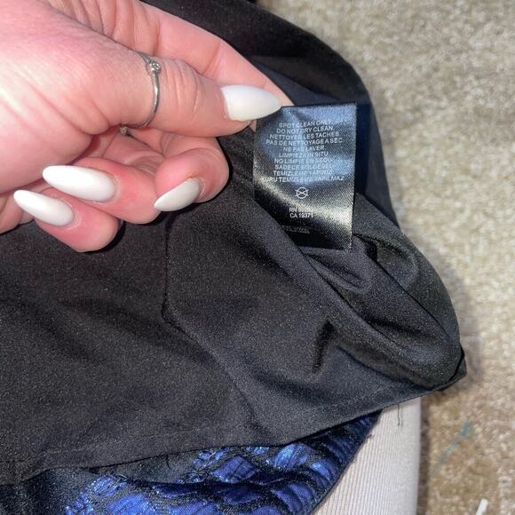 Tibi Quilted Lurex Jacquard Dress blue black SIze 2 Navy blue/black mermaid - Picture 8 of 12